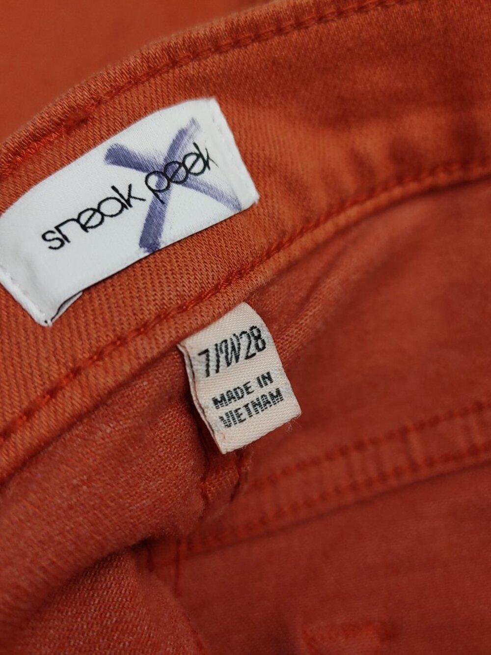 NWT Sneak Peek Junior Size 7/W28 High Rise Flared Orange Jeans 28x30.5 - Picture 10 of 13